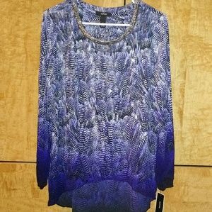 Alfani - Ombre Long Sleeve Flowy Beaded Blouse